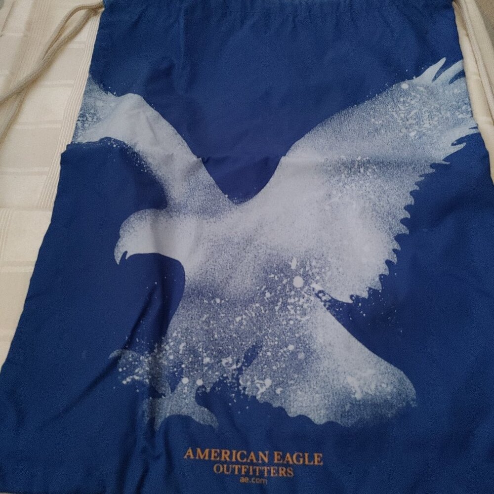 American Eagle Vintage Spring Break '07 Blue Drawstring Backpack